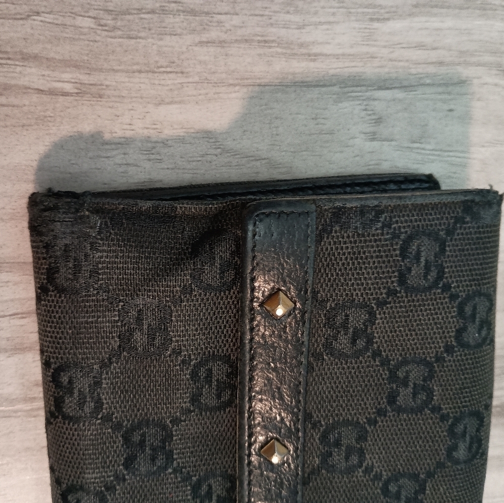 Gucci Wallet Bi-Fold Gg Pattern Canvas Black - Picture 2 of 13